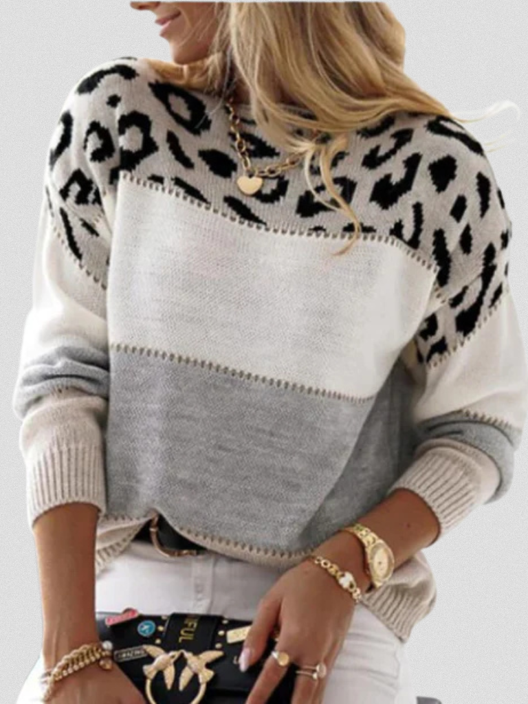 Elise | Colorblock Leopard Sweater