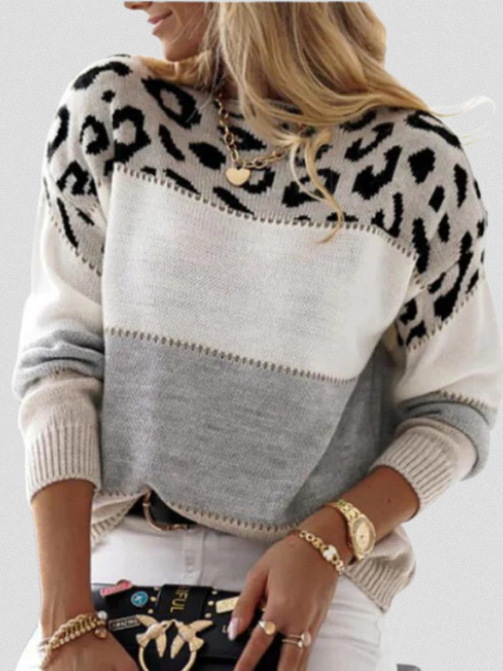 Elise | Colorblock Leopard Sweater