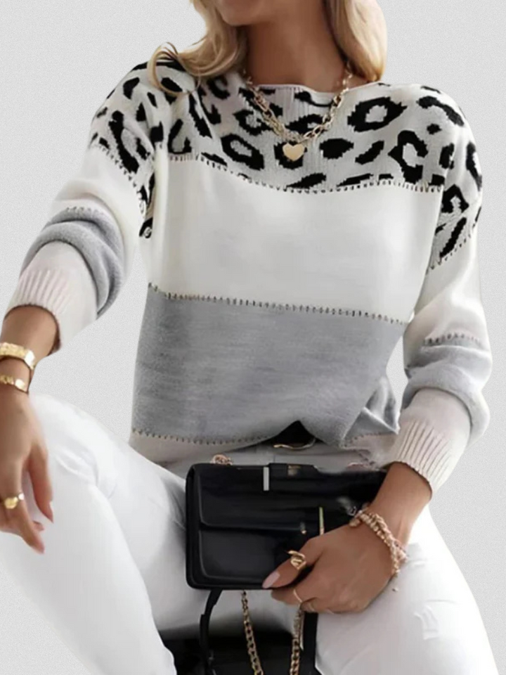 Elise | Colorblock Leopard Sweater