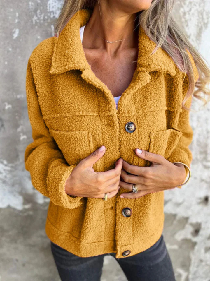 Zoey | Teddy Button Jacket