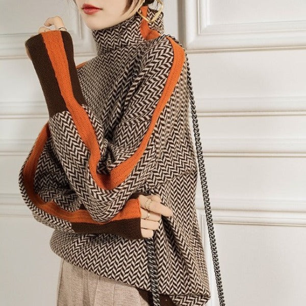 Hayden Elana | Herringbone Luxe Turtleneck