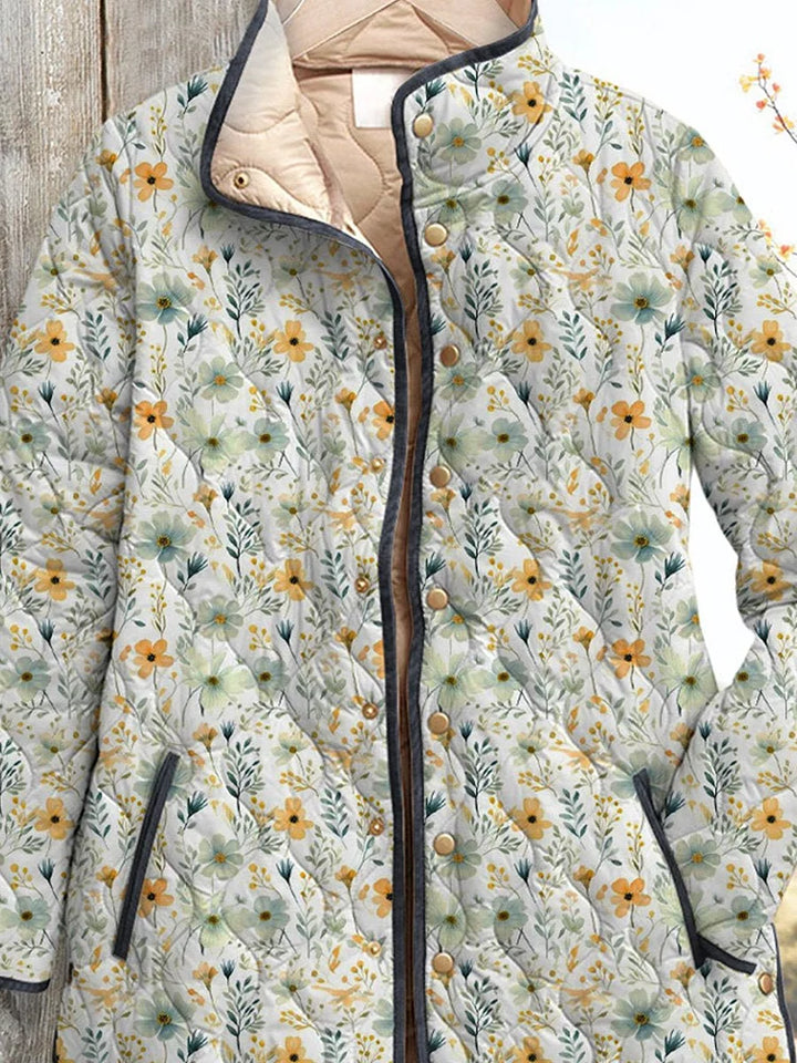Delightful Floral-Printed Quilted Jacket for Women